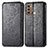 Leather Case Stands Fashionable Pattern Flip Cover Holder S01D for Motorola Moto G60 Black