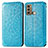 Leather Case Stands Fashionable Pattern Flip Cover Holder S01D for Motorola Moto G60 Blue