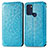 Leather Case Stands Fashionable Pattern Flip Cover Holder S01D for Motorola Moto G60s Blue