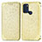 Leather Case Stands Fashionable Pattern Flip Cover Holder S01D for Motorola Moto G60s Gold
