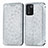 Leather Case Stands Fashionable Pattern Flip Cover Holder S01D for Oppo K9S 5G Silver