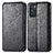 Leather Case Stands Fashionable Pattern Flip Cover Holder S01D for Oppo Reno6 5G Black