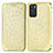 Leather Case Stands Fashionable Pattern Flip Cover Holder S01D for Oppo Reno6 5G Gold