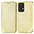 Leather Case Stands Fashionable Pattern Flip Cover Holder S01D for Oppo Reno7 Pro 5G Gold