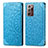 Leather Case Stands Fashionable Pattern Flip Cover Holder S01D for Samsung Galaxy Note 20 Ultra 5G Blue