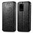 Leather Case Stands Fashionable Pattern Flip Cover Holder S01D for Samsung Galaxy S20 Ultra 5G Black