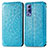Leather Case Stands Fashionable Pattern Flip Cover Holder S01D for Vivo Y72 5G Blue