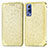 Leather Case Stands Fashionable Pattern Flip Cover Holder S01D for Vivo Y72 5G Gold