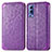Leather Case Stands Fashionable Pattern Flip Cover Holder S01D for Vivo Y72 5G Purple