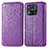 Leather Case Stands Fashionable Pattern Flip Cover Holder S01D for Xiaomi Redmi 10 Power Purple