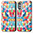 Leather Case Stands Fashionable Pattern Flip Cover Holder S02D for Motorola Moto E32