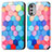 Leather Case Stands Fashionable Pattern Flip Cover Holder S02D for Motorola Moto E32 Colorful