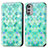 Leather Case Stands Fashionable Pattern Flip Cover Holder S02D for Motorola Moto E32 Green