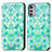 Leather Case Stands Fashionable Pattern Flip Cover Holder S02D for Motorola Moto E32s Green