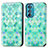 Leather Case Stands Fashionable Pattern Flip Cover Holder S02D for Motorola Moto Edge 30 5G Green