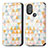 Leather Case Stands Fashionable Pattern Flip Cover Holder S02D for Motorola Moto G Power (2022) White