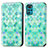 Leather Case Stands Fashionable Pattern Flip Cover Holder S02D for Motorola Moto G22 Green