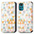 Leather Case Stands Fashionable Pattern Flip Cover Holder S02D for Motorola Moto G22 White