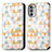 Leather Case Stands Fashionable Pattern Flip Cover Holder S02D for Motorola MOTO G52 White