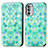 Leather Case Stands Fashionable Pattern Flip Cover Holder S02D for Motorola Moto G52j 5G Green