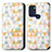 Leather Case Stands Fashionable Pattern Flip Cover Holder S02D for Motorola Moto G60s White