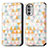 Leather Case Stands Fashionable Pattern Flip Cover Holder S02D for Motorola Moto G82 5G White