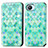 Leather Case Stands Fashionable Pattern Flip Cover Holder S02D for Realme Narzo 50i Prime Green