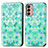Leather Case Stands Fashionable Pattern Flip Cover Holder S02D for Samsung Galaxy F13 4G Green