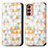 Leather Case Stands Fashionable Pattern Flip Cover Holder S02D for Samsung Galaxy F13 4G White