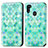 Leather Case Stands Fashionable Pattern Flip Cover Holder S02D for Samsung Galaxy M21 Green