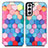 Leather Case Stands Fashionable Pattern Flip Cover Holder S02D for Samsung Galaxy S22 Plus 5G Blue
