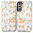 Leather Case Stands Fashionable Pattern Flip Cover Holder S02D for Samsung Galaxy S22 Plus 5G White