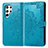 Leather Case Stands Fashionable Pattern Flip Cover Holder S02D for Samsung Galaxy S22 Ultra 5G Blue