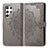 Leather Case Stands Fashionable Pattern Flip Cover Holder S02D for Samsung Galaxy S22 Ultra 5G Gray