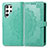 Leather Case Stands Fashionable Pattern Flip Cover Holder S02D for Samsung Galaxy S22 Ultra 5G Green