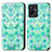 Leather Case Stands Fashionable Pattern Flip Cover Holder S02D for Vivo T2x 5G Green