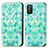 Leather Case Stands Fashionable Pattern Flip Cover Holder S02D for Xiaomi Poco M3 Green