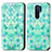 Leather Case Stands Fashionable Pattern Flip Cover Holder S02D for Xiaomi Redmi 9 Prime India Green