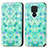 Leather Case Stands Fashionable Pattern Flip Cover Holder S02D for Xiaomi Redmi Note 9 Green