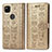 Leather Case Stands Fashionable Pattern Flip Cover Holder S03D for Google Pixel 4a Gold