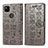 Leather Case Stands Fashionable Pattern Flip Cover Holder S03D for Google Pixel 4a Gray