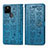 Leather Case Stands Fashionable Pattern Flip Cover Holder S03D for Google Pixel 5 Blue