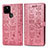 Leather Case Stands Fashionable Pattern Flip Cover Holder S03D for Google Pixel 5 Pink