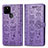 Leather Case Stands Fashionable Pattern Flip Cover Holder S03D for Google Pixel 5 Purple