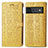 Leather Case Stands Fashionable Pattern Flip Cover Holder S03D for Google Pixel 6 Pro 5G Yellow