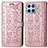 Leather Case Stands Fashionable Pattern Flip Cover Holder S03D for Huawei Honor X6S Rose Gold