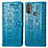 Leather Case Stands Fashionable Pattern Flip Cover Holder S03D for Motorola Moto E30 Blue