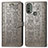 Leather Case Stands Fashionable Pattern Flip Cover Holder S03D for Motorola Moto E30 Gray