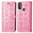 Leather Case Stands Fashionable Pattern Flip Cover Holder S03D for Motorola Moto E30 Pink