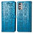 Leather Case Stands Fashionable Pattern Flip Cover Holder S03D for Motorola Moto E32 Blue